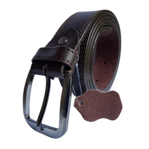 Leather Belt for Men- Black & Brown – Edge Stitched