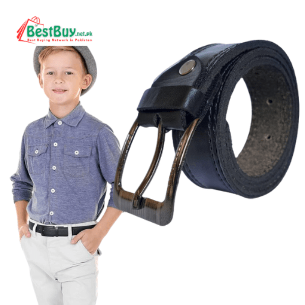 Double Stitch Leather Belt for Boys & Kids – Pack of 3 – Black