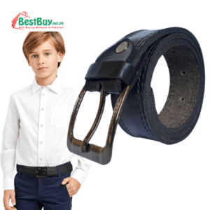 Double Stitch Leather Belt for Boys & Kids – Pack of 3 – Black